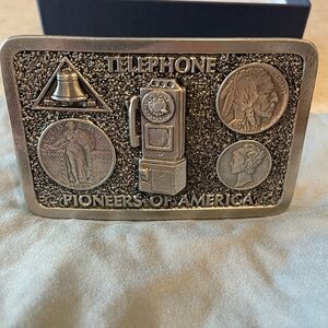 Rare Vintage Telephone Pioneers of America Belt Buckle With Coins 215/287